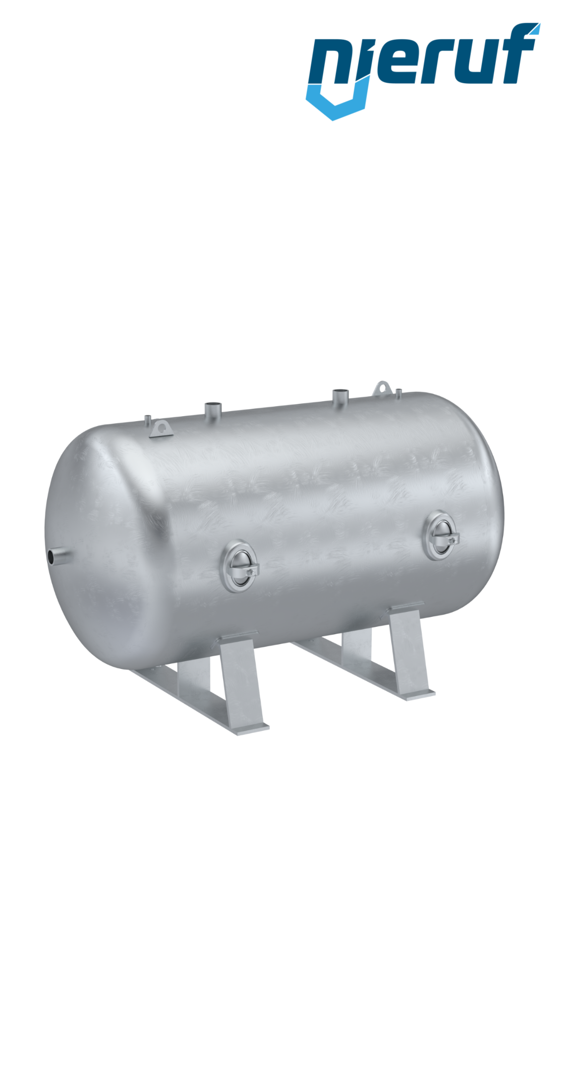 Serbatoio a pressione orizzontale BE01 5000 litri, 0-11 bar, acciaio zincato, diametro 1400 mm