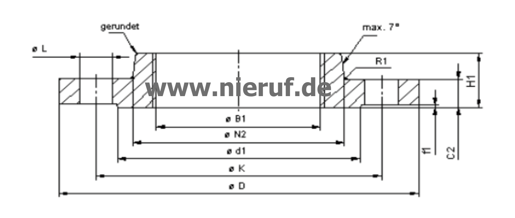 flangia filettata DN40 PN16/40 EN1092-1 13 B1 C22.8 / P250GH lucido