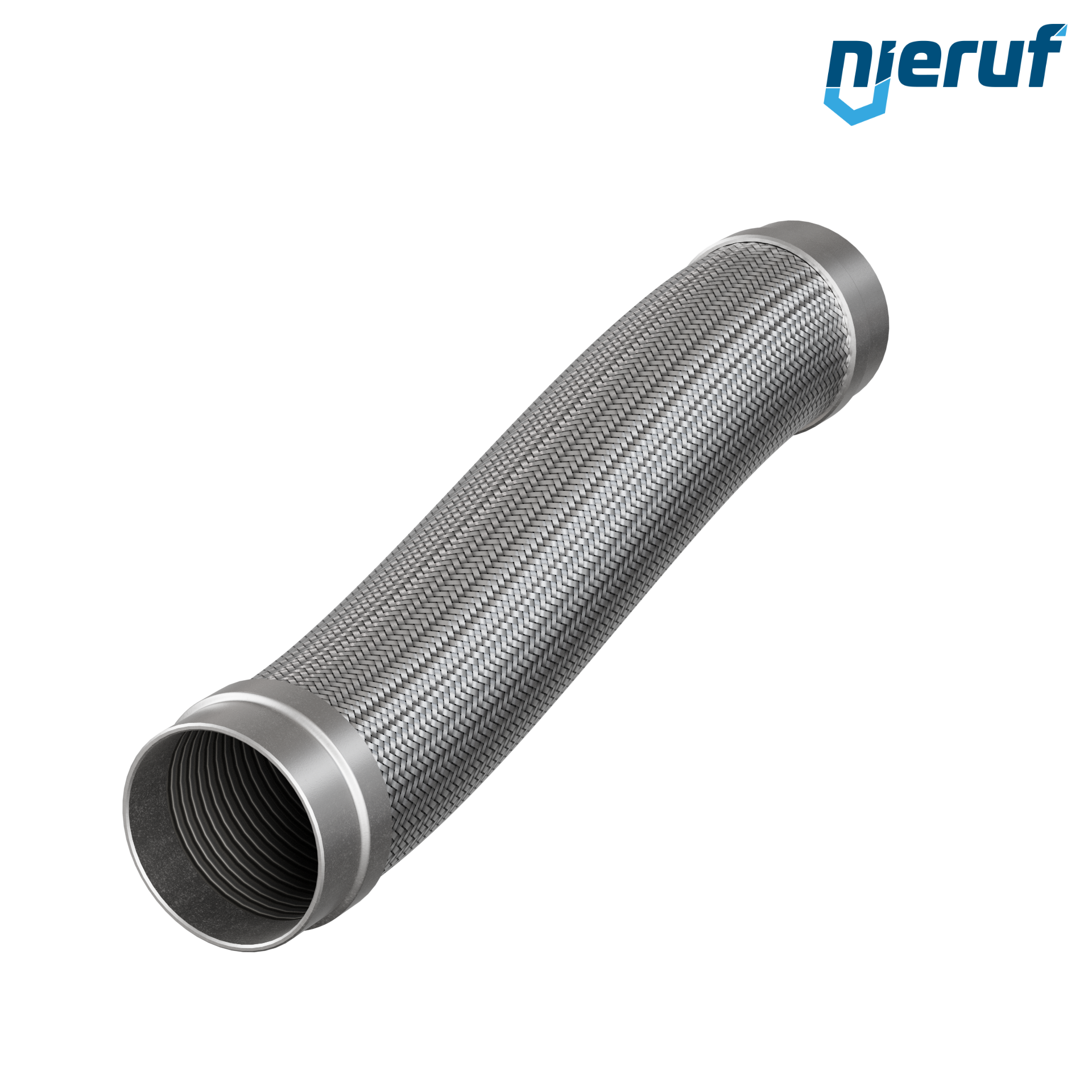Tubo corrugato in acciaio inossidabile ES01 DN100 - 114.3 mm con treccia doppia e estremità a saldare Lunghezza 500 mm
