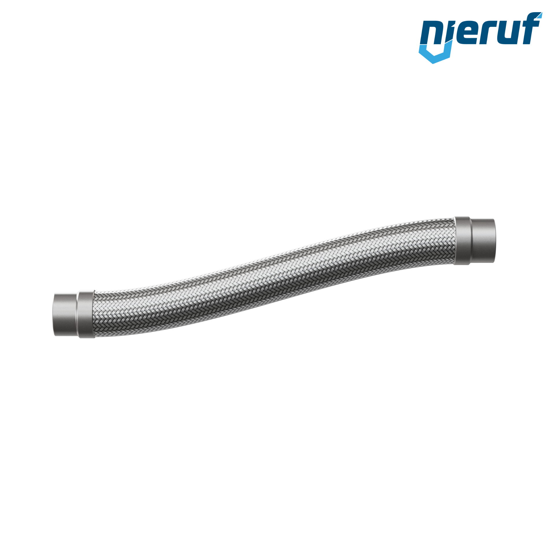 Tubo corrugato in acciaio inossidabile ES01 DN50 - 60.3 mm con treccia doppia e estremità a saldare Lunghezza 1000 mm