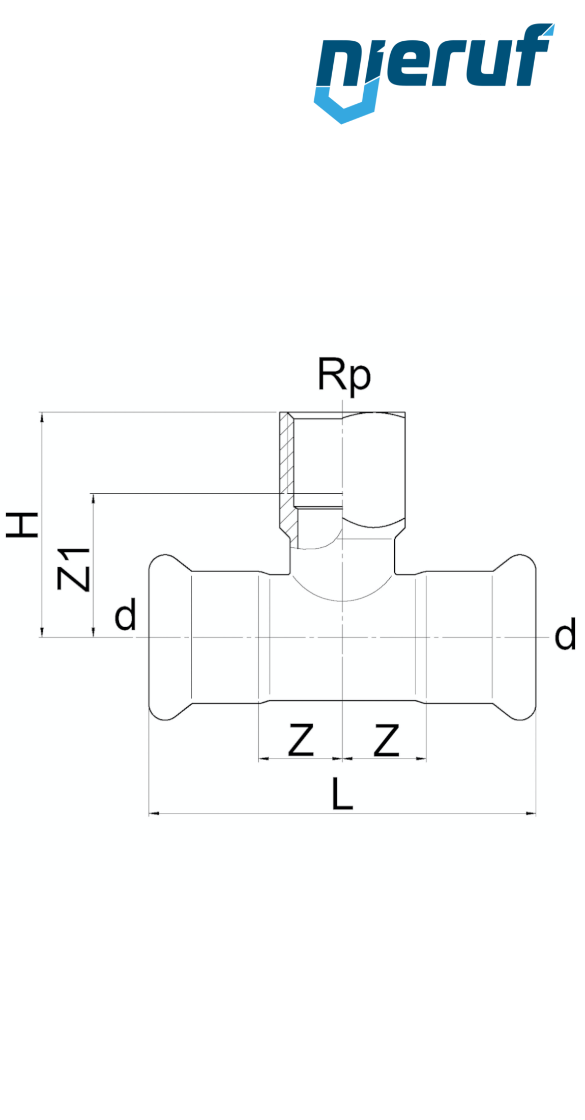 Raccordo a T a pressare F x F DN12 - 15,0 mm filettatura interna 1/2" pollice acciaio inox