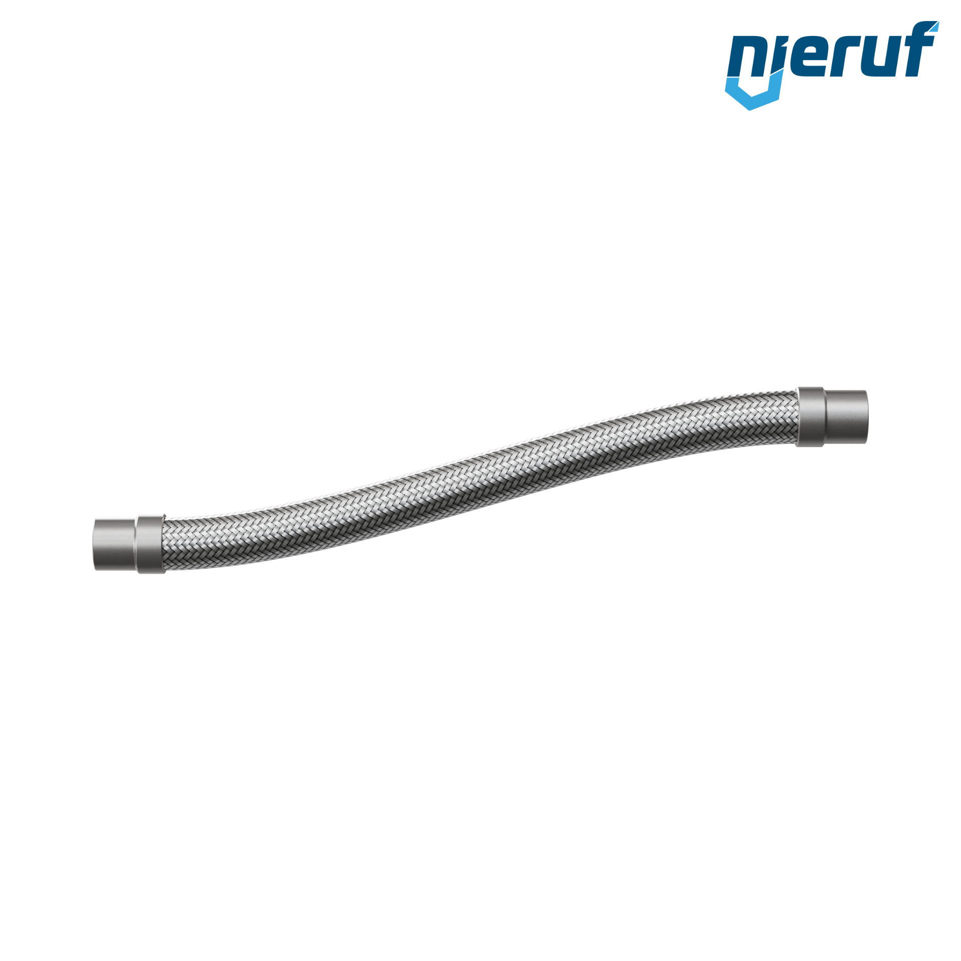 Tubo corrugato in acciaio inossidabile ES01 DN32 - 42.4 mm con treccia doppia e estremità a saldare Lunghezza 500 mm