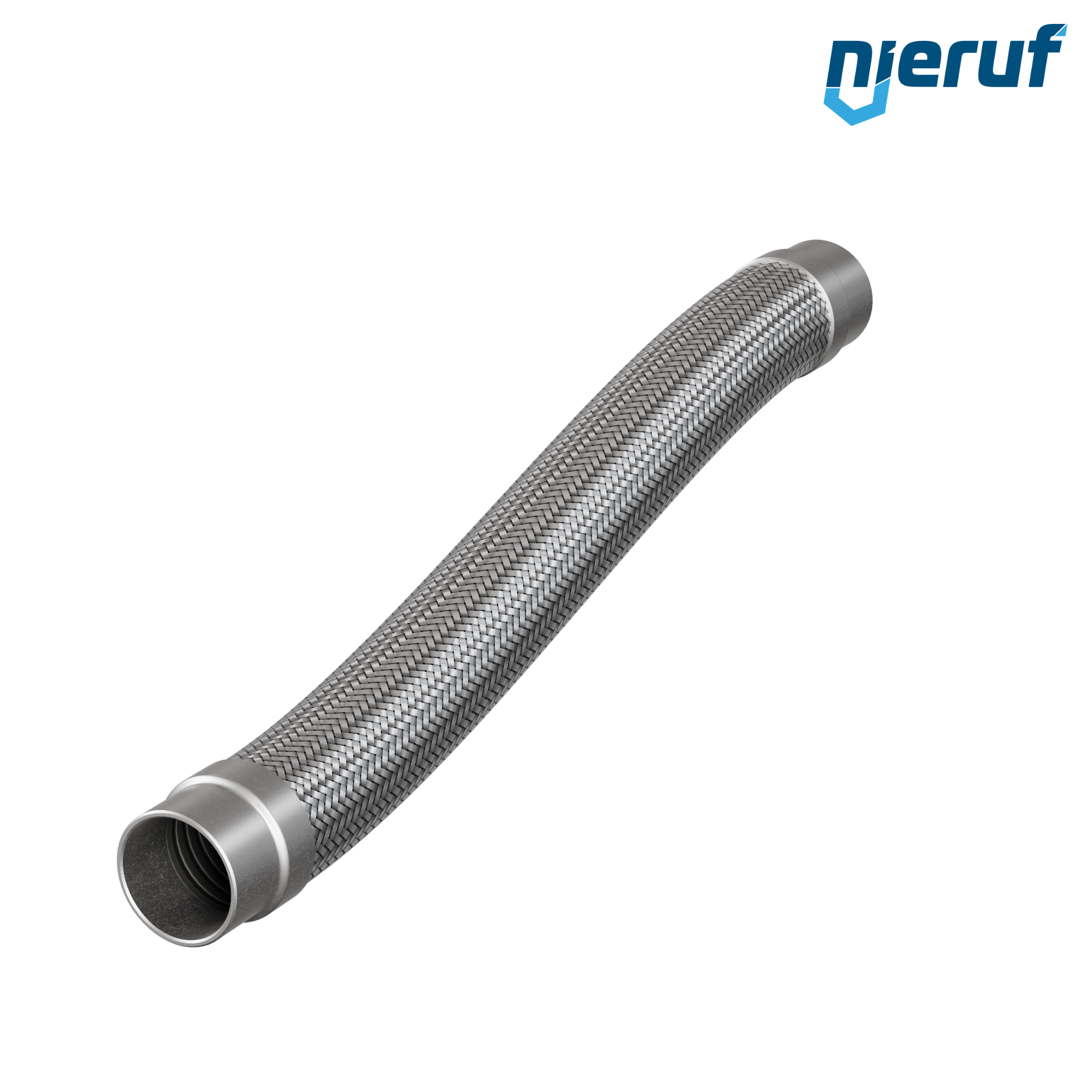 Tubo corrugato in acciaio inossidabile ES01 DN50 - 60.3 mm con treccia doppia e estremità a saldare Lunghezza 1000 mm