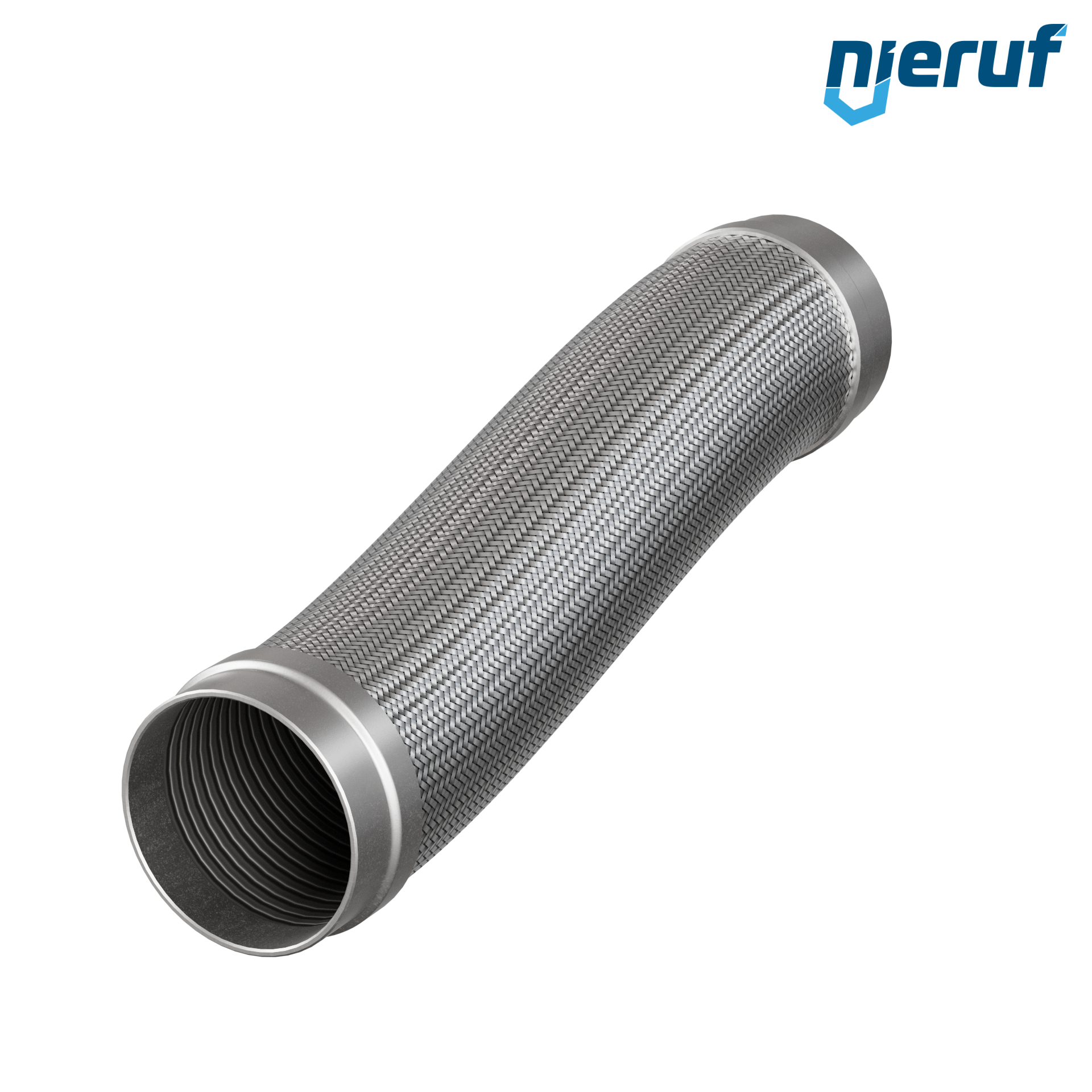 Tubo corrugato in acciaio inossidabile ES01 DN125 - 139.7 mm con treccia singola e estremità a saldare Lunghezza 500 mm