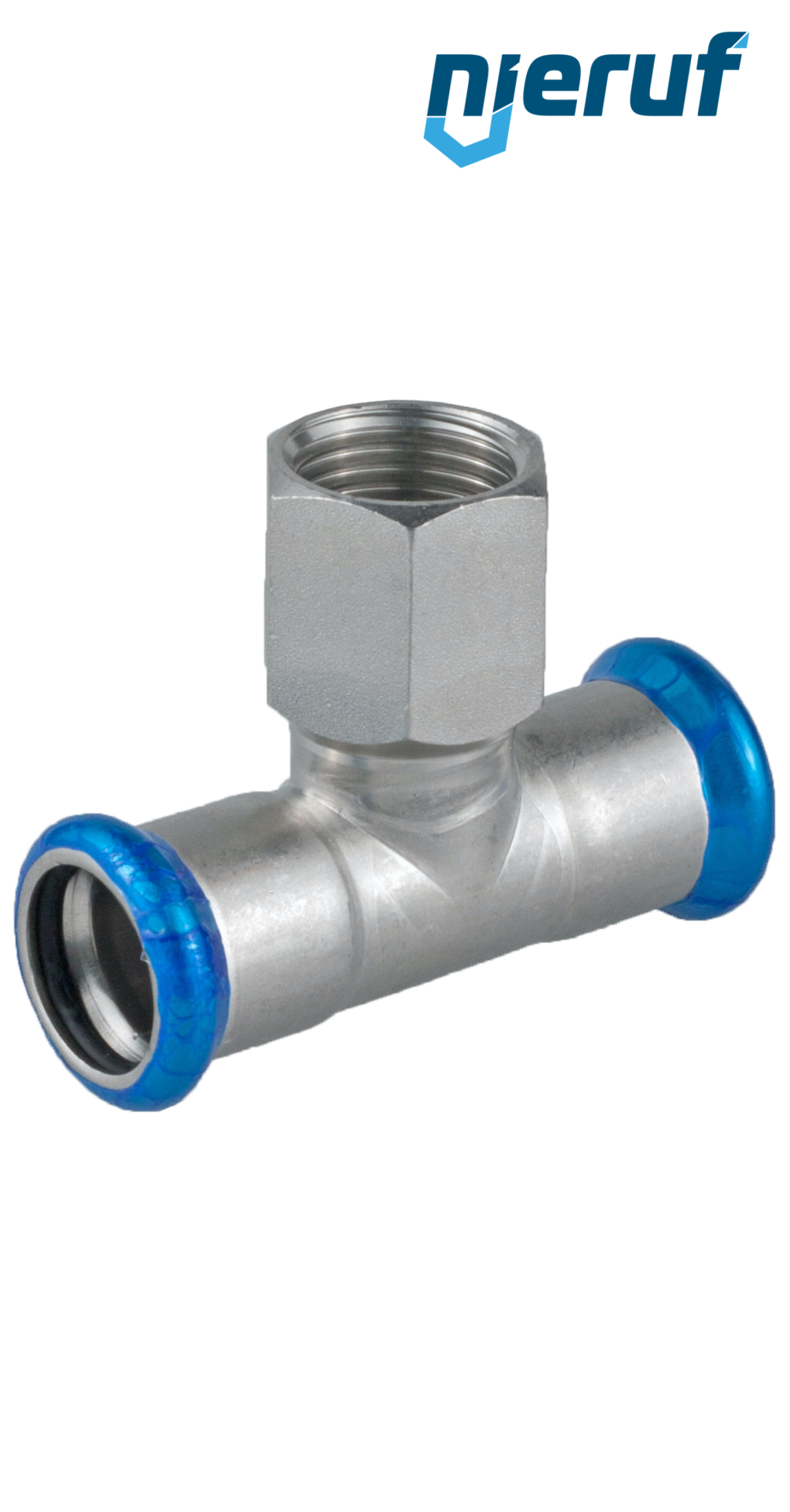 Raccordo a T a pressare F x F DN12 - 15,0 mm filettatura interna 1/2" pollice acciaio inox