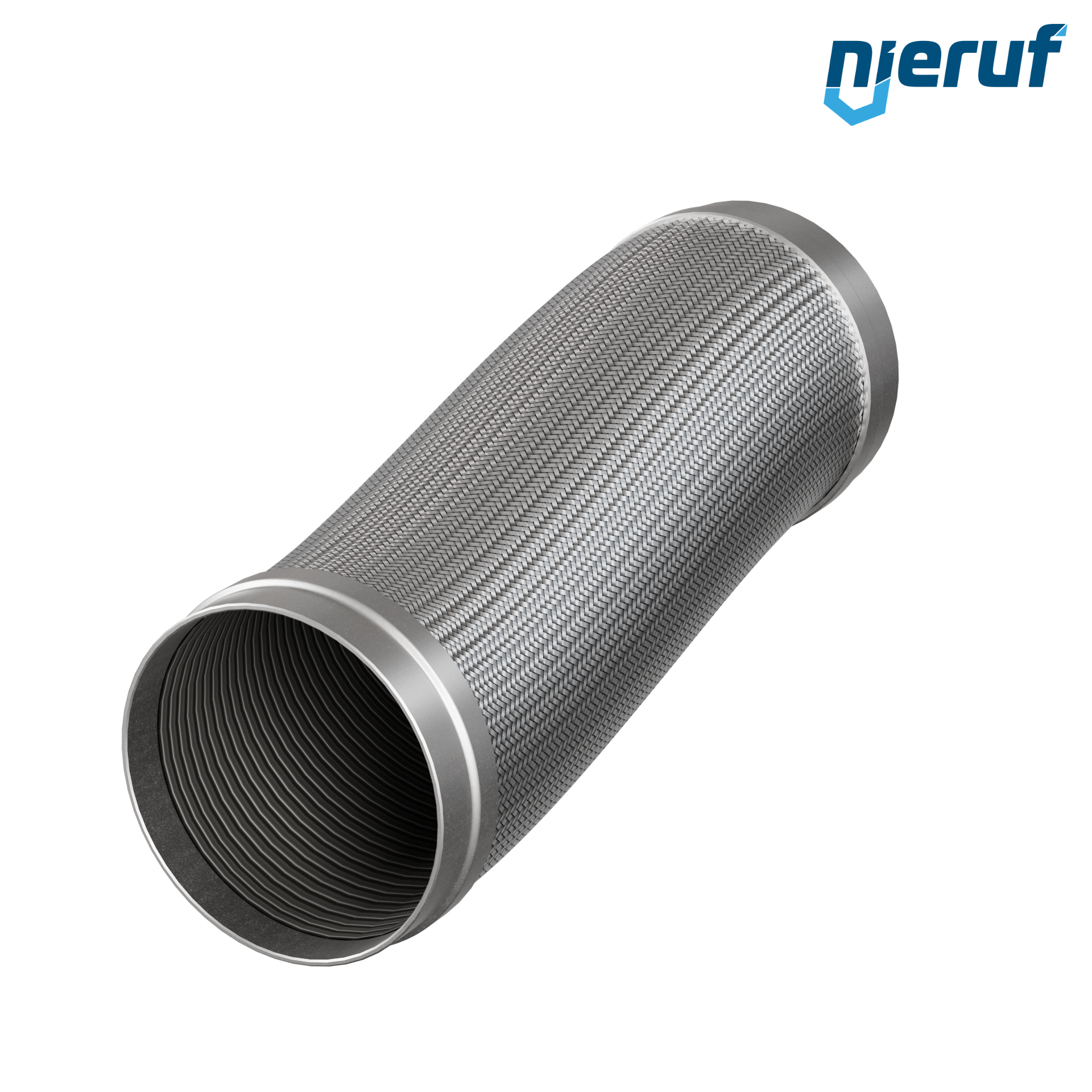 Tubo corrugato in acciaio inossidabile ES01 DN200 - 219.1 mm con treccia doppia e estremità a saldare Lunghezza 500 mm